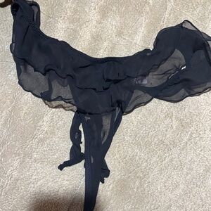 Victoria's Secret Black Sheer Ruffle Panties